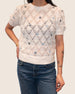 EMBROIDERED CROCHET PUFF SLEEVE SWEATER