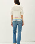 RAINBOW STRIPE OPEN STITCH SHORT SLEEVE CARDI