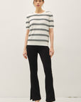 TRIPLE STRIPE SHORT SLEEVE SWEATER