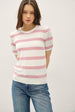 TRIPLE STRIPE SHORT SLEEVE SWEATER