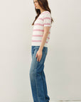 TRIPLE STRIPE SHORT SLEEVE SWEATER