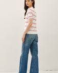 TRIPLE STRIPE SHORT SLEEVE SWEATER