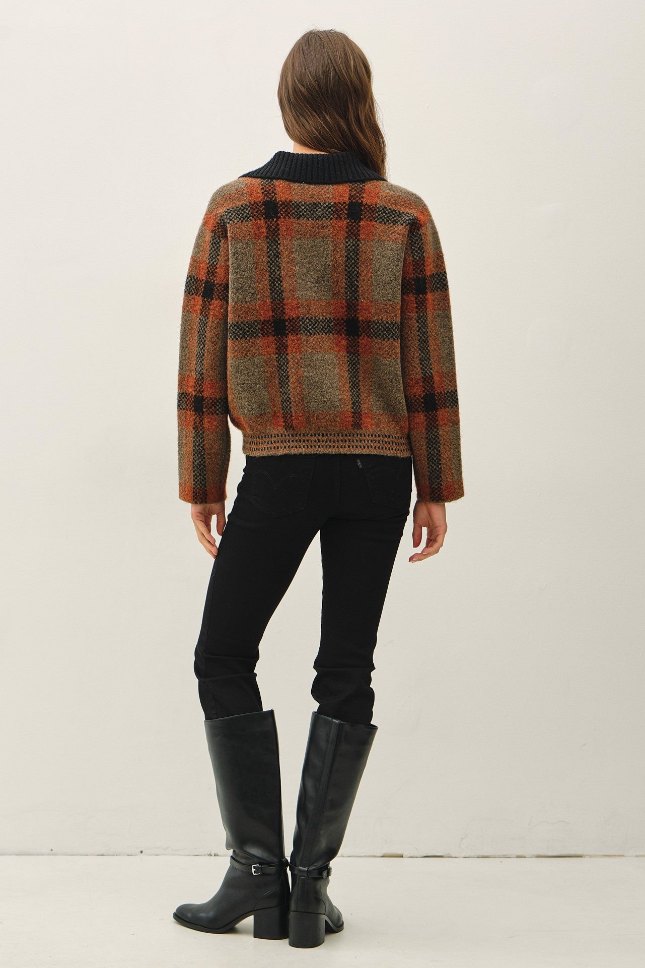 PLAID SWEATER JACKET