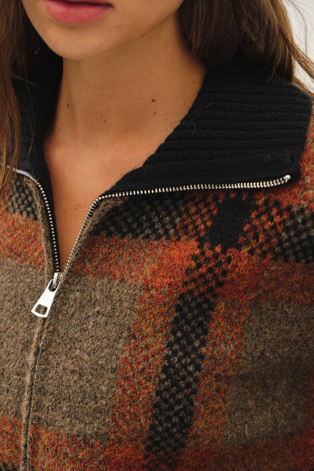 PLAID SWEATER JACKET