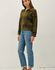 PLAID ZIP UP SWEATER JACKET