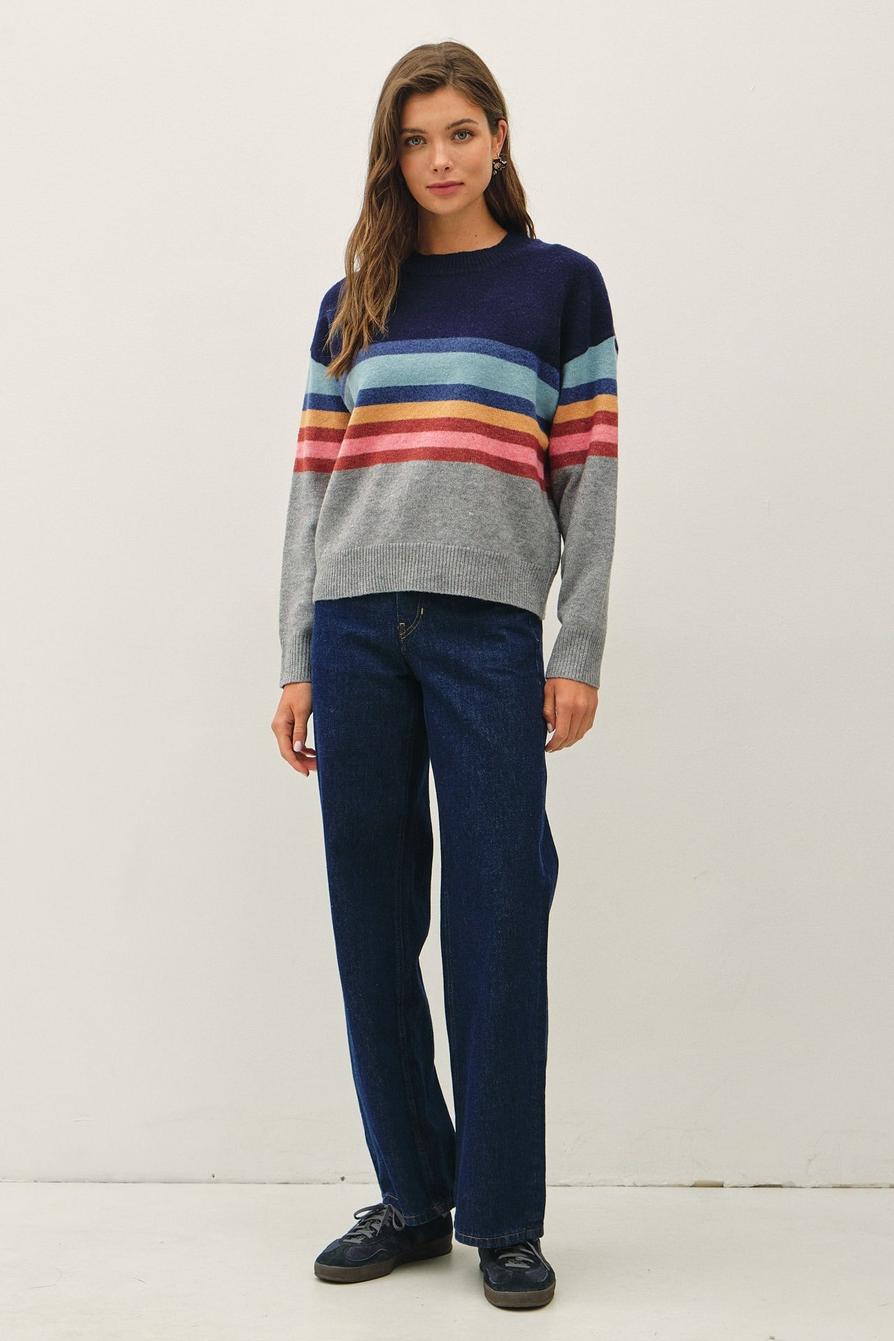 STRIPED COLOUR BLOCK SWEATER