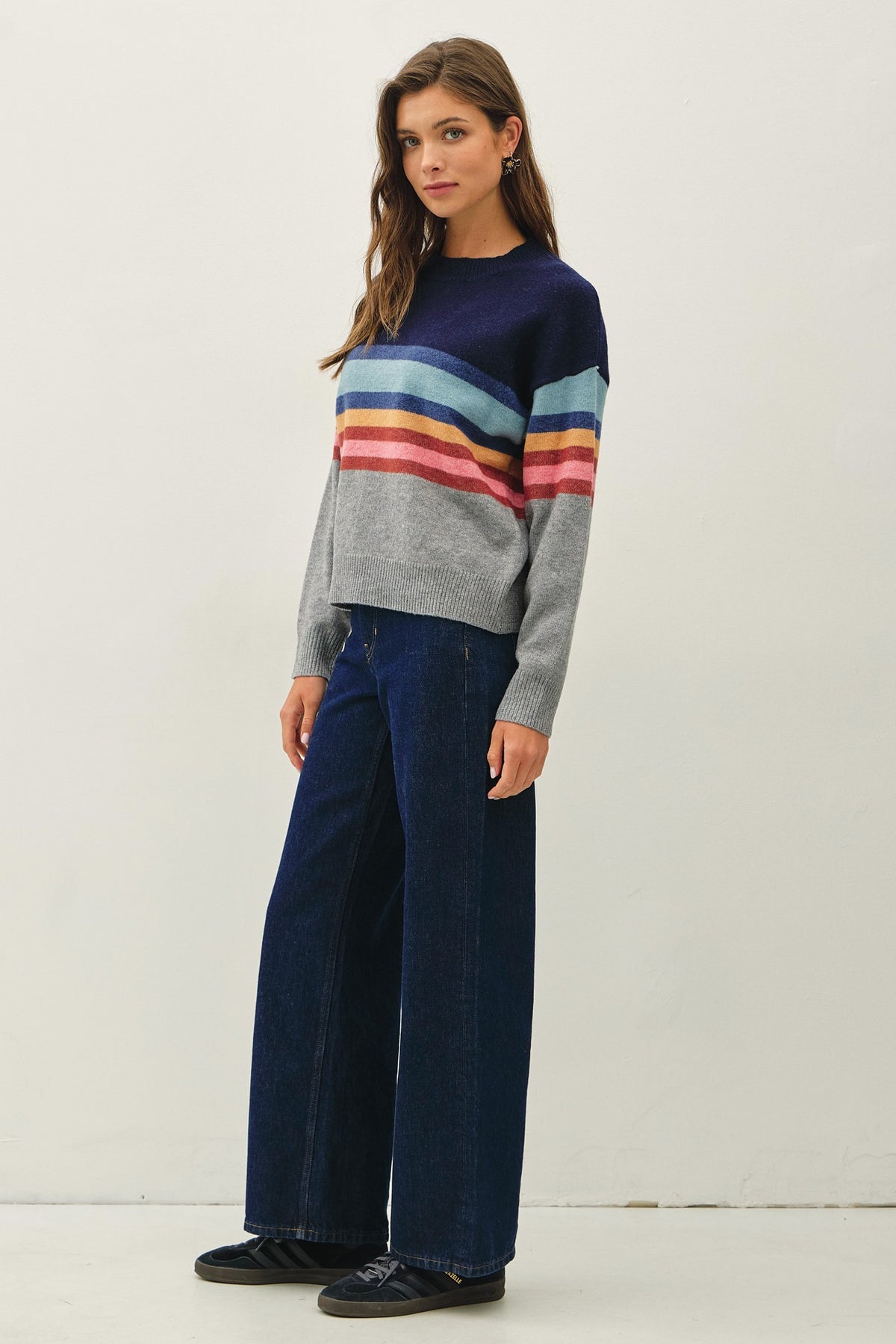 STRIPED COLOUR BLOCK SWEATER