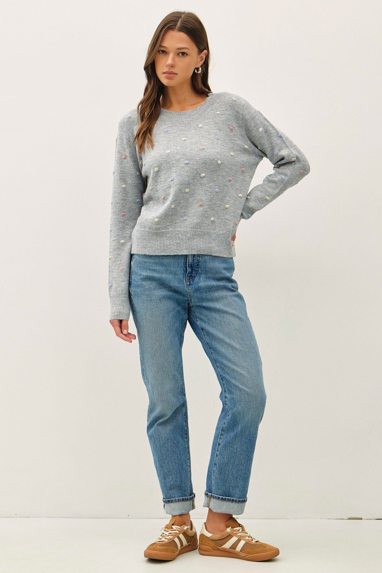 DOTTED CREW NECK SWEATER