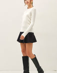 POINTELLE SLEEVE FINE KNIT SWEATER