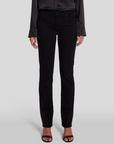 waist down view of the 7 for all mankind kimmie mid rise straight in rinse black