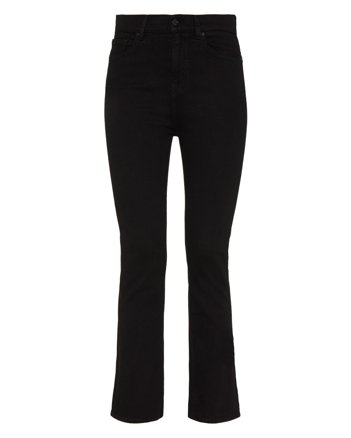 floating view of 7 for all mankind&#39;s high waist slim kick jean in black 