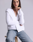 COTTON SHAKER HOODED FLYAWAY CARDIGAN