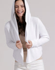 COTTON SHAKER HOODED FLYAWAY CARDIGAN