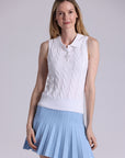 CABLE KNIT SLEEVELESS POLO