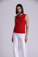 CABLE KNIT SLEEVELESS POLO