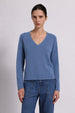 SOUTHERN CASHMERE ROLLED TRIMS V-NECK SWEATER