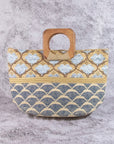 MIXED PRINT WOVEN TOTE BAG