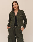 *COMING SOON* CROPPED UTILITY JACKET WITH FRAY HEM