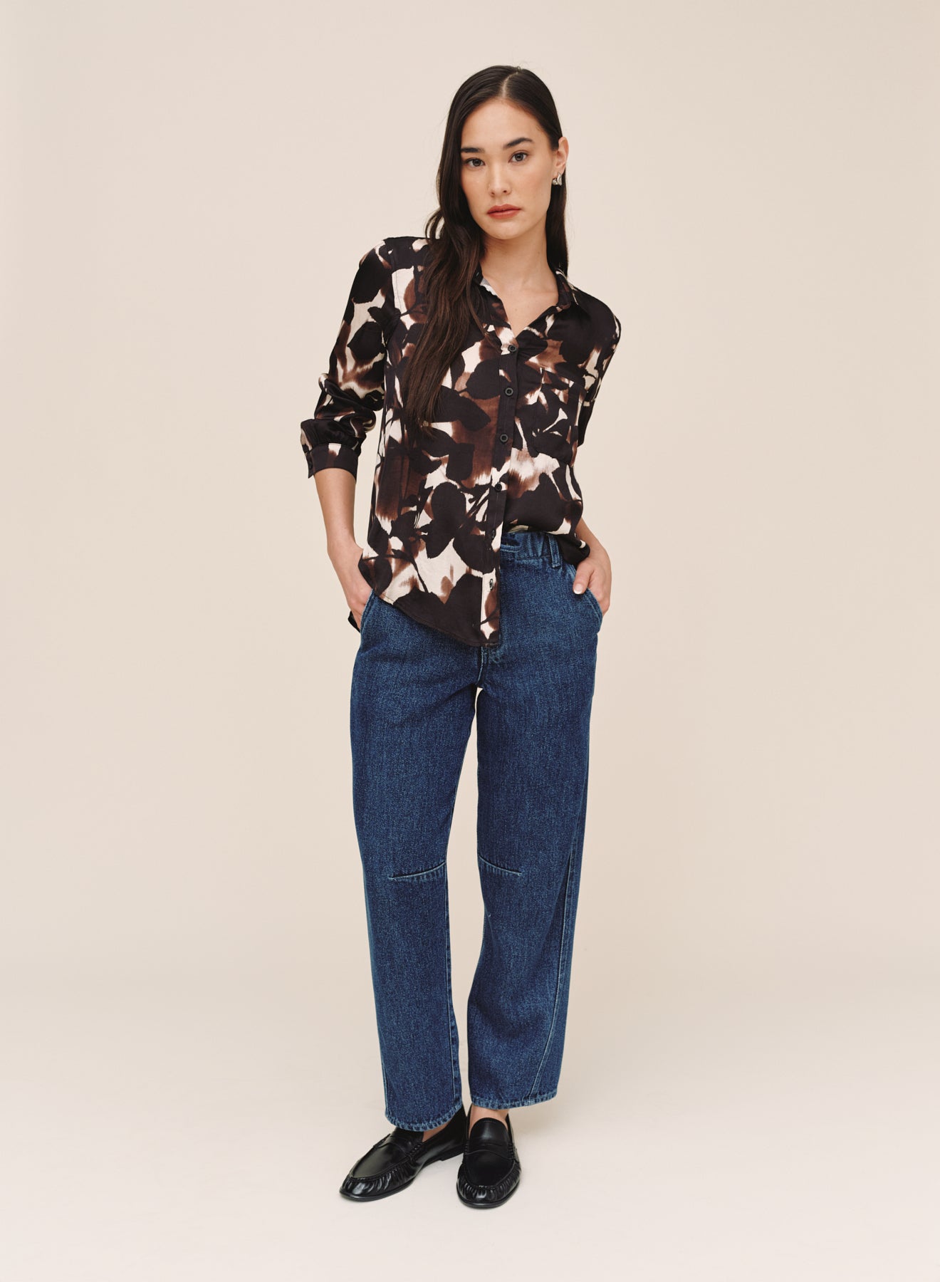 *COMING SOON* SHADOW FLORAL ROUND HEM BUTTON DOWN SHIRT