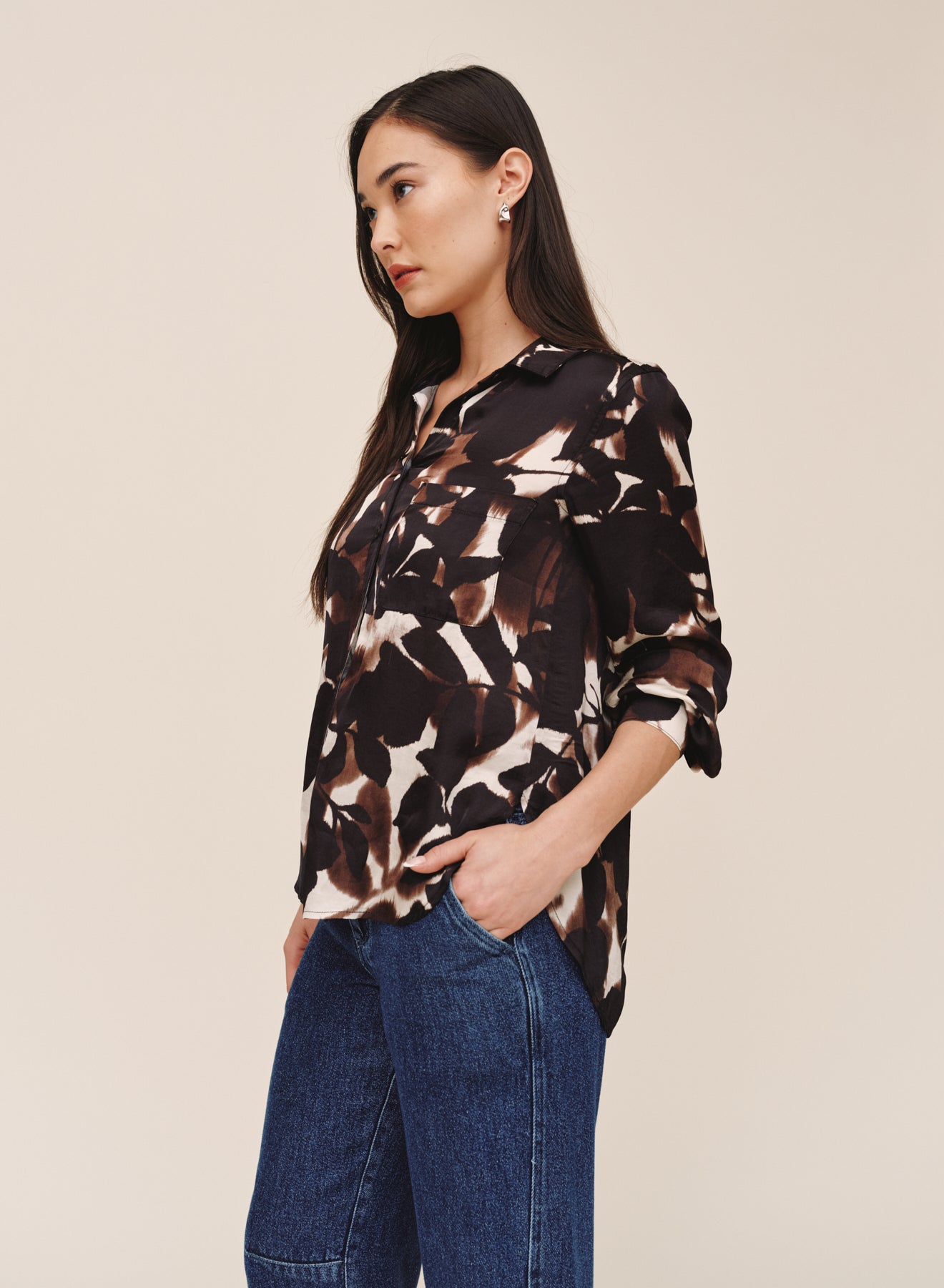 *COMING SOON* SHADOW FLORAL ROUND HEM BUTTON DOWN SHIRT