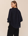 *COMING SOON* SHADOW SATIN GINGHAM SHIRRED PULLOVER
