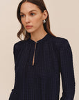 *COMING SOON* SHADOW SATIN GINGHAM SHIRRED PULLOVER