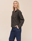 GINGHAM PUCKER WITH EMBROIDERY CLEAN BUTTON