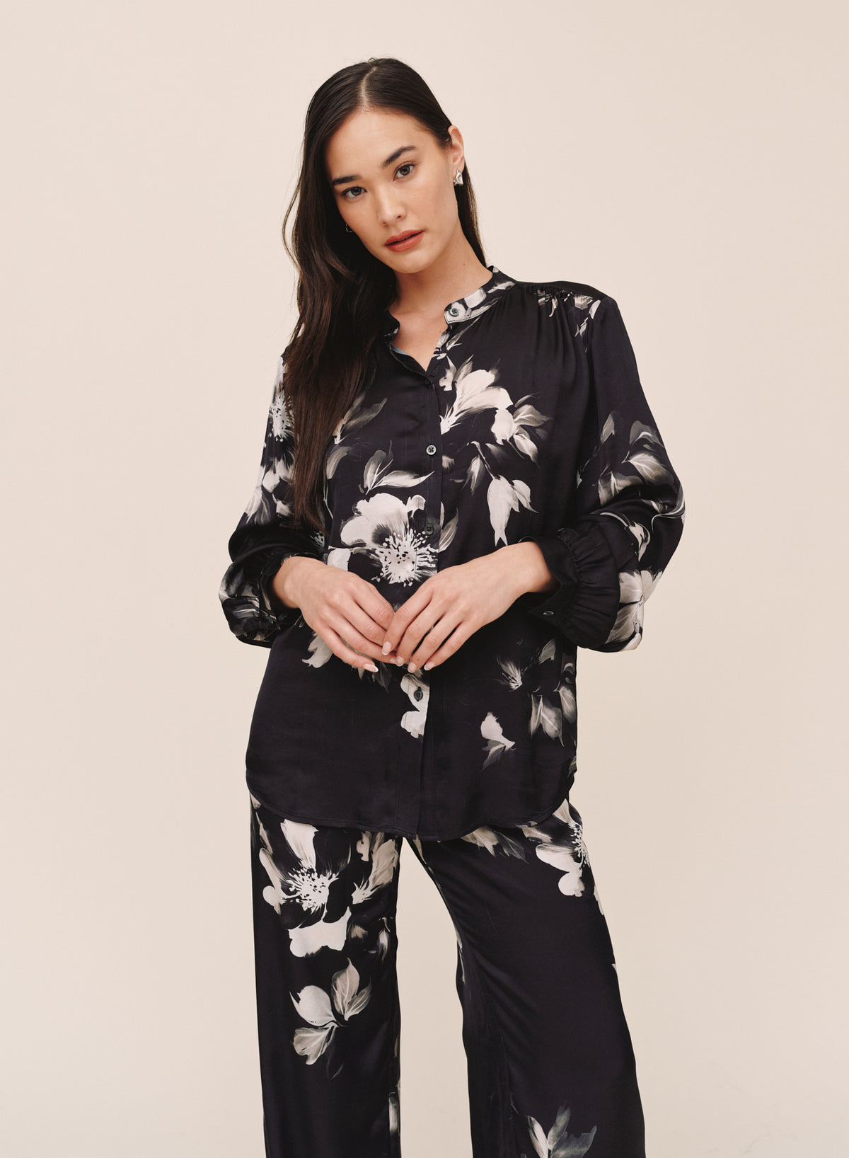 NOIR BLOOM MANDARIN COLLAR SHIRT