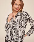 METROPOLITAN PRINT SHIRRED SHOULDER SHIRT