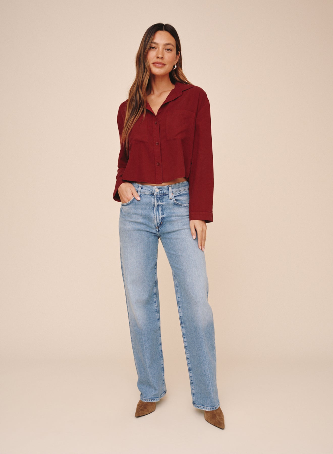 *COMING SOON* CROPPED BUTTON DOWN SHIRT
