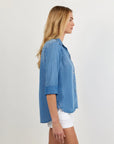 TENCEL DENIM SHIRT TAIL BUTTON DOWN SHIRT