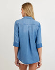 TENCEL DENIM SHIRT TAIL BUTTON DOWN SHIRT