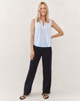 BLACK AND WHITE SHADOW STRIPE SLEEVELESS PULLOVER SHIRT