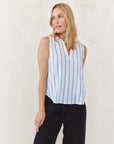 BLACK AND WHITE SHADOW STRIPE SLEEVELESS PULLOVER SHIRT