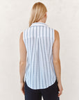 BLACK AND WHITE SHADOW STRIPE SLEEVELESS PULLOVER SHIRT