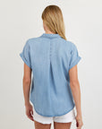 TENCEL DENIM SHORT SLEEVE POCKET BUTTON DOWN SHIRT