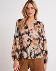 HARVEST FLORAL SHIRRED RAGLAN SHIRT