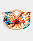 PAINTED FLOWERS WOVEN HANDBAG