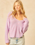 CADE ROLL HEM V-NECK SWEATER