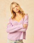 CADE ROLL HEM V-NECK SWEATER