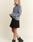 COTTON MINERAL WASH CABLE KNIT SWEATER