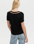 TULLE INSERTS V-NECK TEE