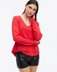 AVA V-NECK MOCK LAYER LONG SLEEVE TEE