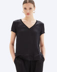 AVA SATIN V-NECK MOCK LAYER TEE