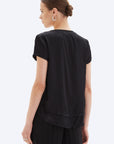 AVA SATIN V-NECK MOCK LAYER TEE