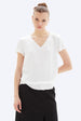 AVA SATIN V-NECK MOCK LAYER TEE