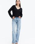 AVA WHIPSTITCH V-NECK MOCK LAYER LONG SLEEVE TEE