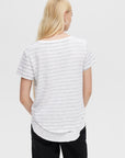 AVA STRIPED V-NECK MOCK LAYER TEE