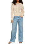 FLOWER POP OPEN STITCH ZIP CARDI
