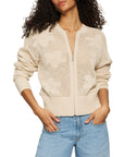 FLOWER POP OPEN STITCH ZIP CARDI